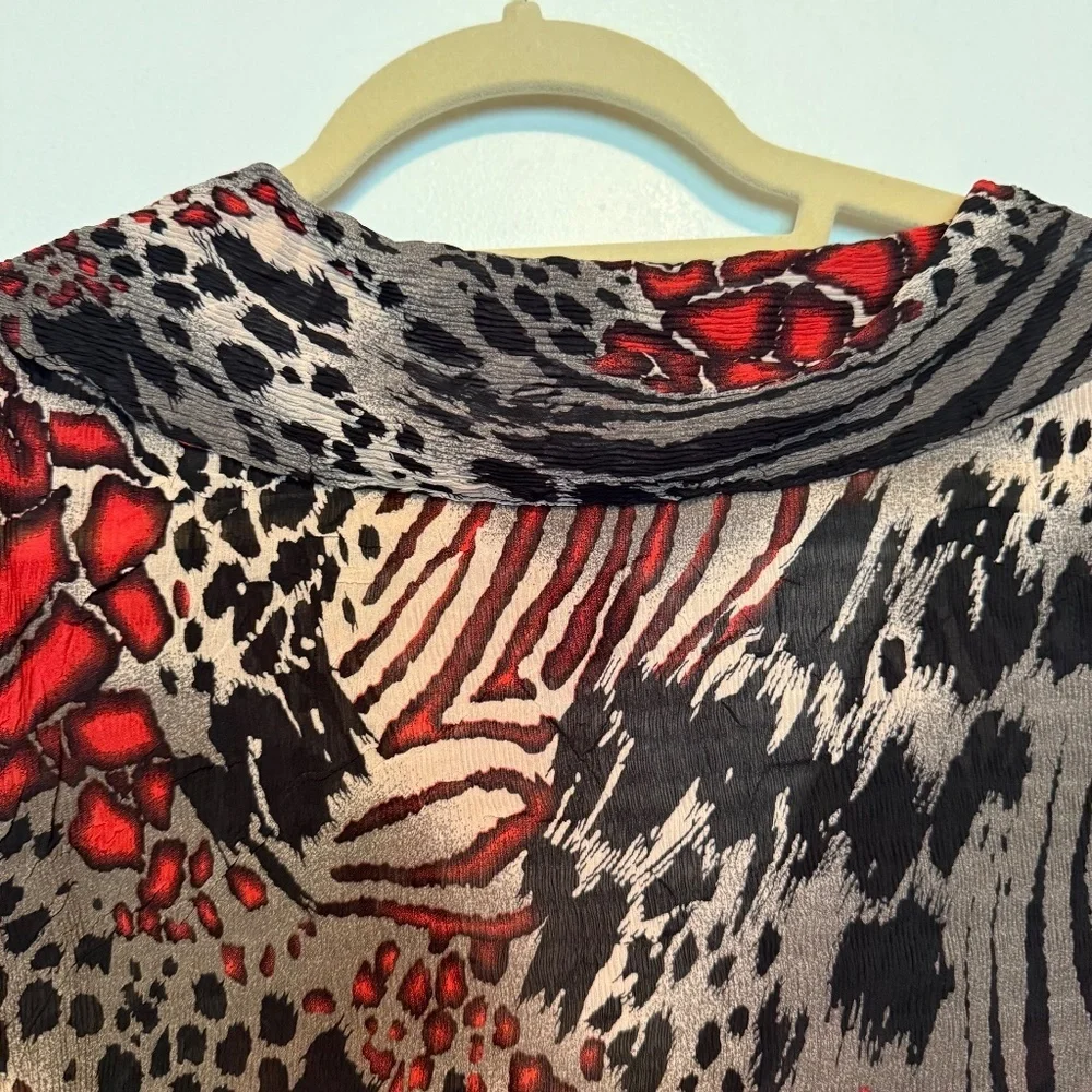 NWOT Rossi Roma Animal Print Long Sleeve‎ Blouse Size XL